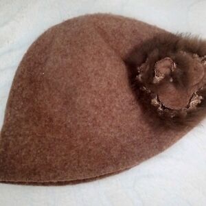 Liz Claiborne Wool Beret with Floral Accent